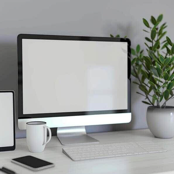 neat and organized workspace with technology devices