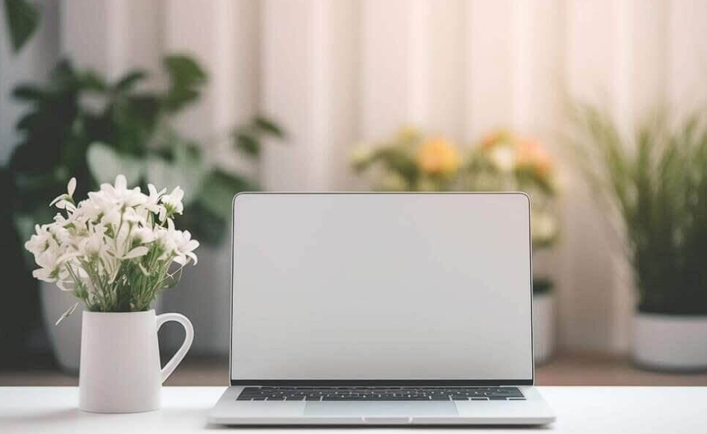 white laptop computer and coffee cup in a room