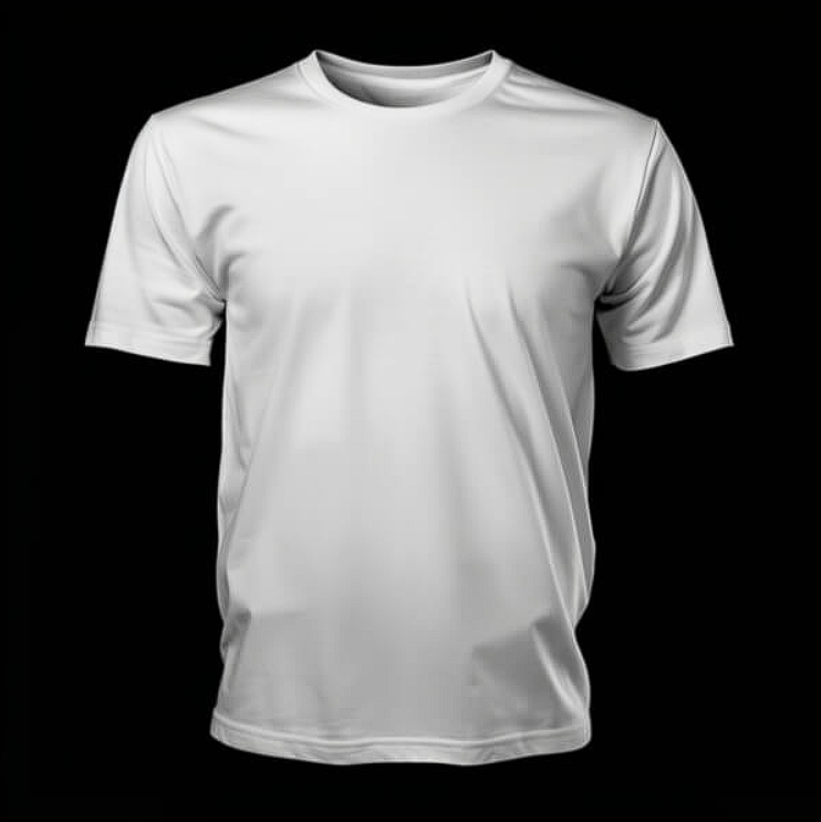 Plain White T-Shirt on Black Background