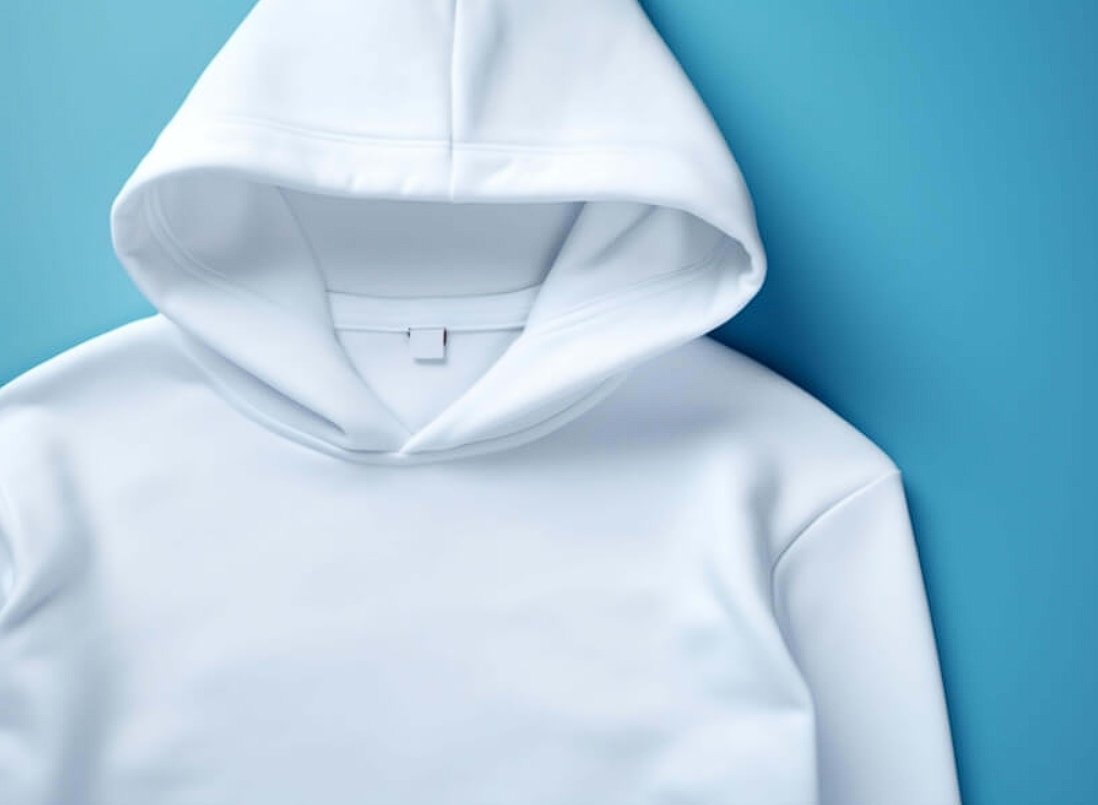 White Hoodie on Blue Background