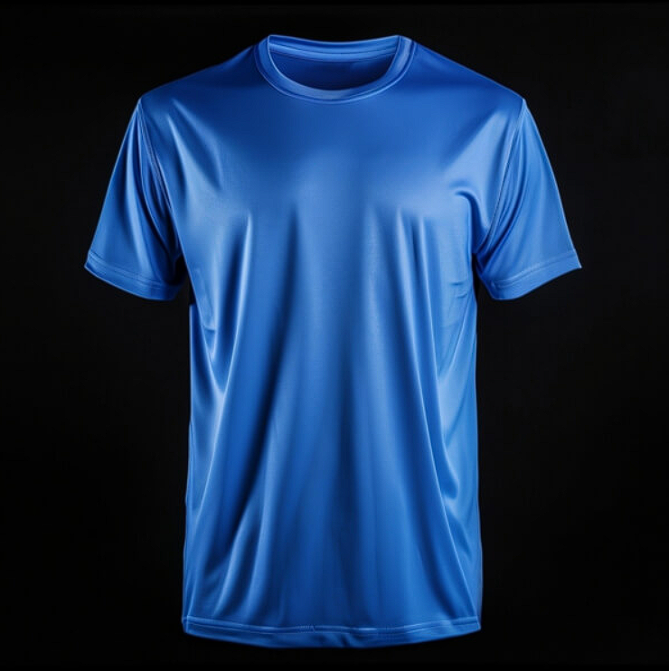 Blue Athletic T-Shirt on Black Background