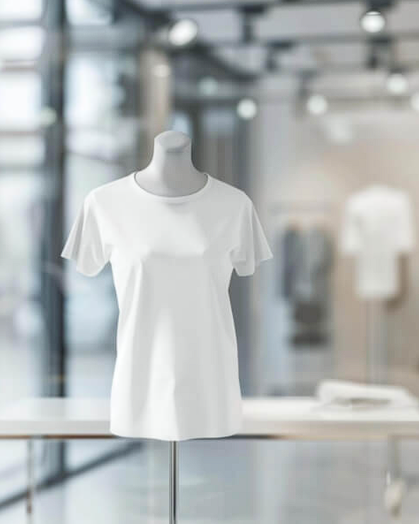 White T-Shirt Displayed on Mannequin