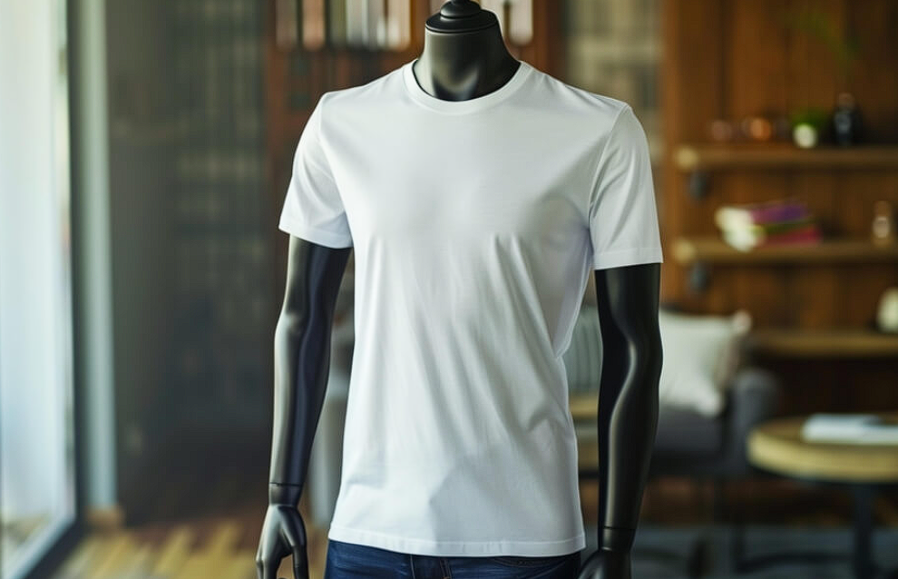 Stylish White T-Shirt Displayed on a Mannequin