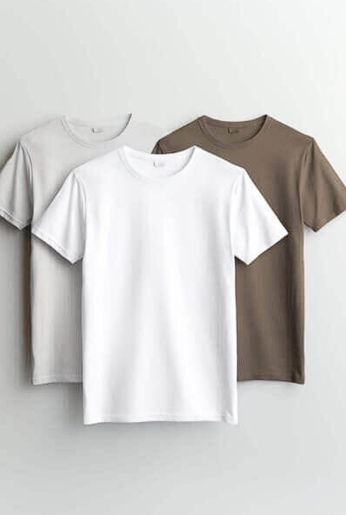 T-Shirt Mockups assorted unisex t shirts in white, brown, and beige colors