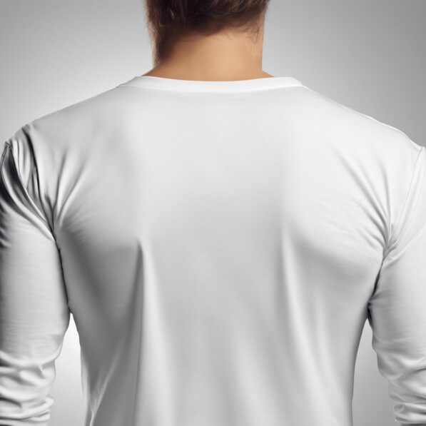 Long Sleeve Shirt Mockups back view of a person in a white long sleeve shirt
