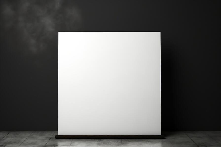 Poster Mockups blank white poster in empty black room