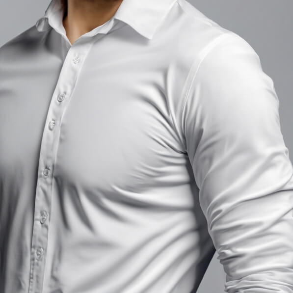 Long Sleeve Shirt Mockups close up of a fitted white dress shirt