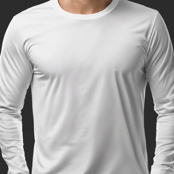 Long Sleeve Shirt Mockups close up of a person wearing a white long sleeve shirt