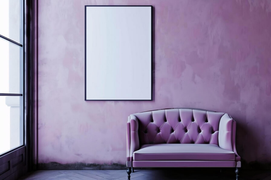 Poster Mockups elegant pink sofa in modern interior