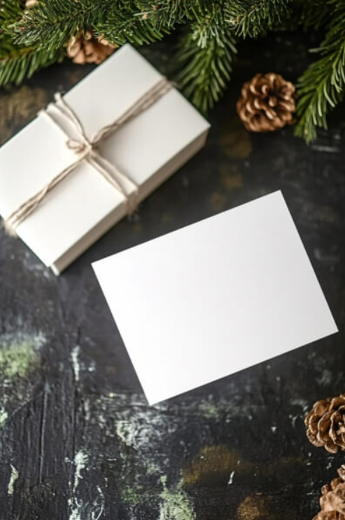 festive gift and card arrangement