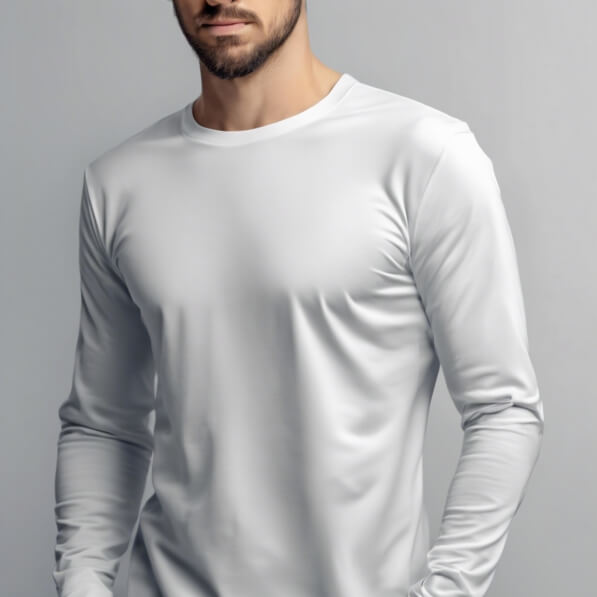 Long Sleeve Shirt Mockups man in a white long sleeve shirt