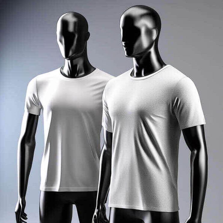 T-Shirt Mockups mannequins in white t shirts on grey background