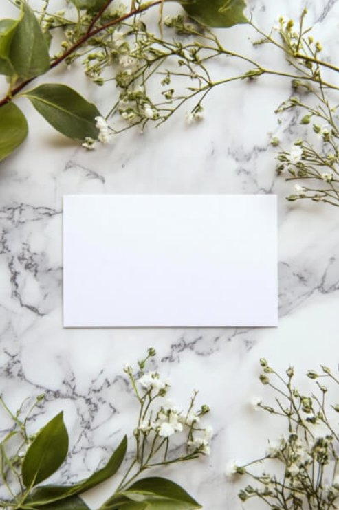 minimalist floral arrangement on marble