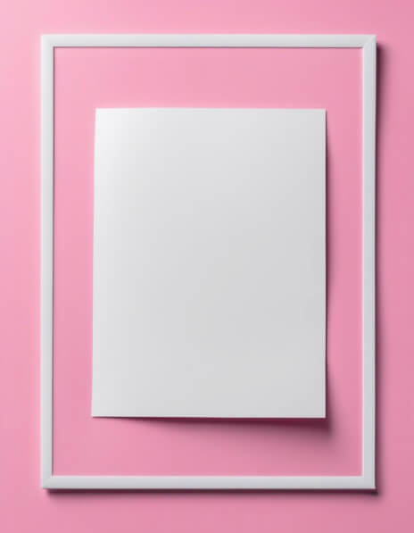 Flyer Mockups minimalist white paper frame on pink background
