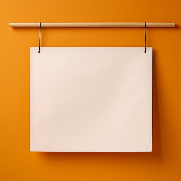Poster Mockups orange background with hanging paper sheet