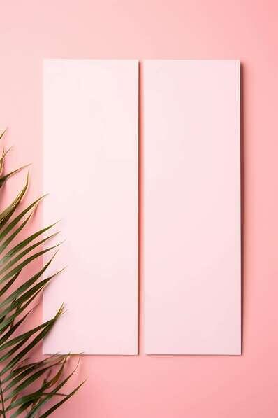 Flyer Mockups pink background with white boards and palm leaf