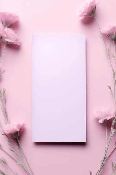 Flyer Mockups pink notebook surrounded by pink flowers on pink background
