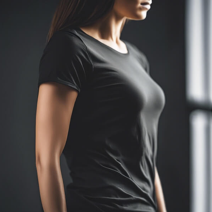 T-Shirt Mockups profile of a woman in a black t shirt