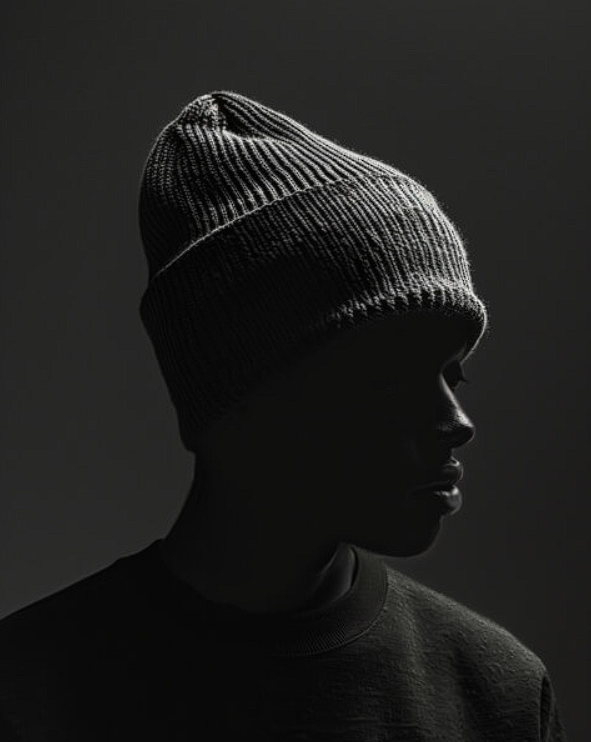 Beanie Mockups silhouette of a person in a knitted hat