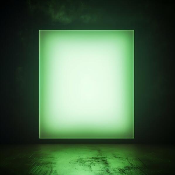 Poster Mockups square green light in dark room