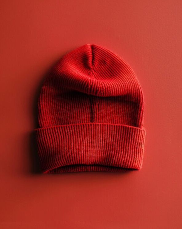 Beanie Mockups vibrant red beanie hat display
