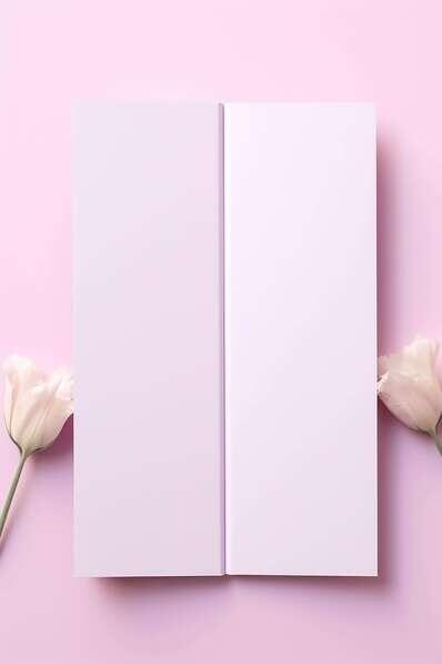 Flyer Mockups white notebook on pink background with tulips